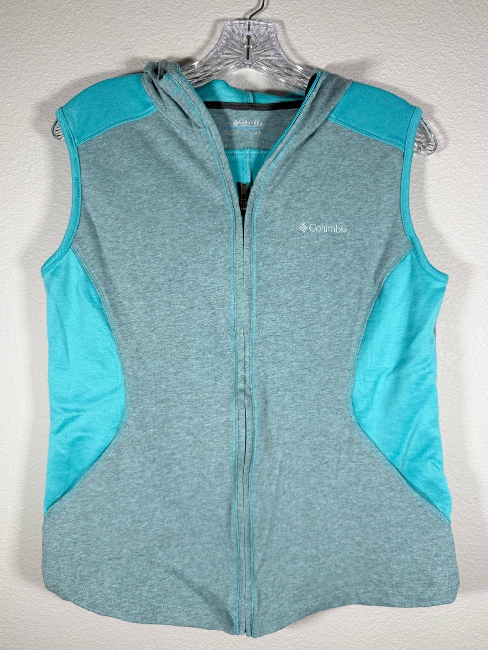 Columbia Women’s L Hooded Sleeveless Vest - Teal & Gray